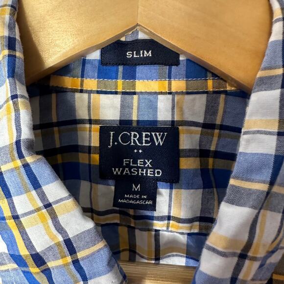 J.CREW Flex Washed Blue Yellow Slim Men's Button Down Shirt Medium - Picture 4 of 6
